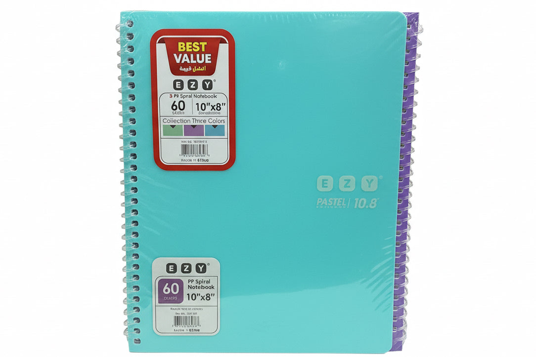 EZY 60 Sheets 10"x8" 3 Notebooks / إيزي 60 ورقة مقاس 10 × 8 بوصة (3 دفاتر)