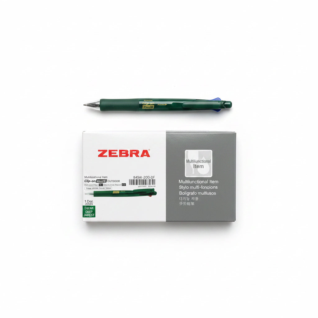 ZEBRA Clip-On Multi Multifunctional Pen – Pack of 12 – Dark Forest Green Barrel / قلم متعدد الوظائف من Zebra Clip-on multi عدد 12 – أخضر غامق