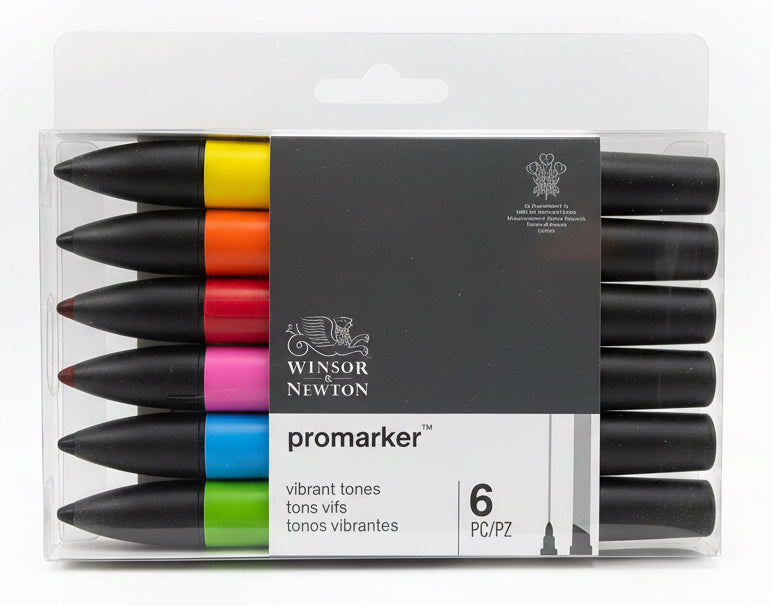 WINSOR & NEWTON Promarker 6 pcs / أقلام ونسور آند نيوتن بروماكر  (عدد 6)