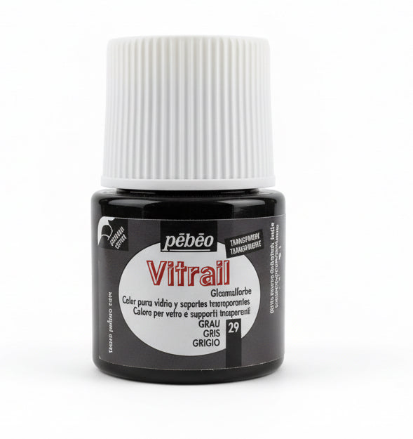 Pebeo Vitrail Transparent Glass Paint Grey / بيبو فيترَل لون زجاج شفّاف رمادي
