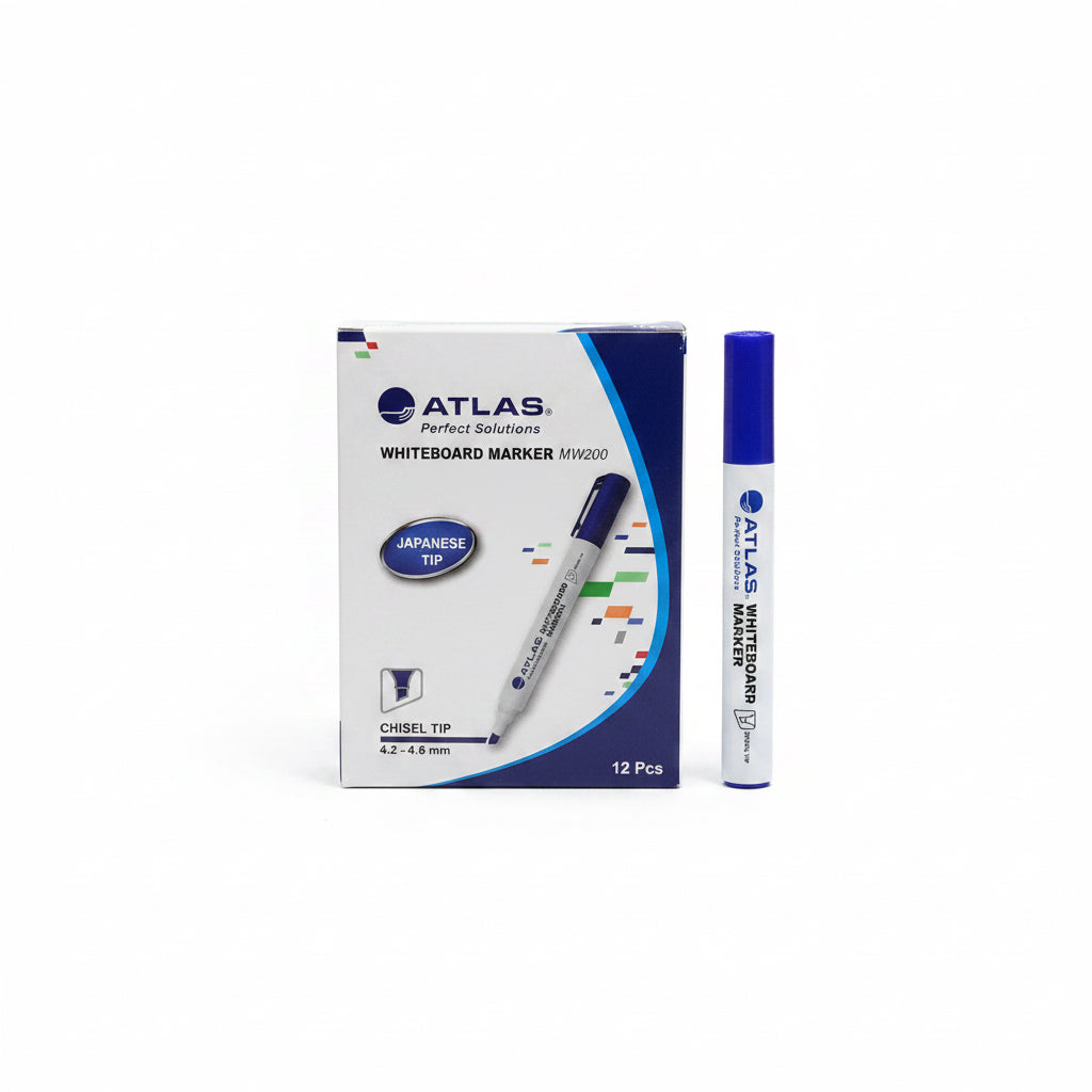 Atlas WHITEBOARD MARKER MW200 Blue 12 Pcs / أطلس ماركر سبورة بيضاء MW200 أزرق 12 قطعة