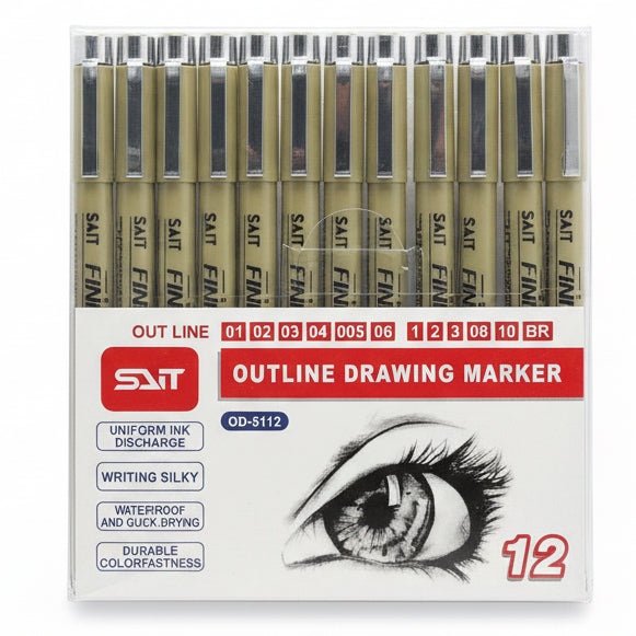 SAIT OUTLINE DRAWING MARKER 12 / ورق شهادات أبيض فارغ بإطار من رقائق فضية