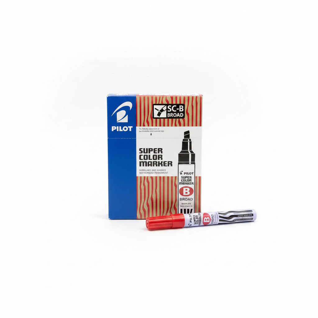 Pilot SC-B BROAD SUPER COLOR MARKER x12 Red / بايلوت SC-B ماركر سوبر ملون عريض × 12 أحمر