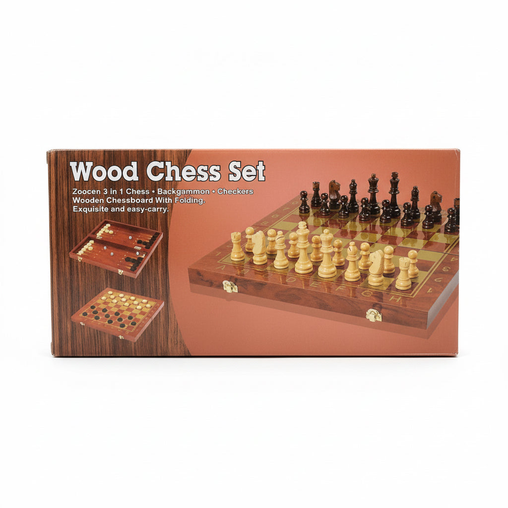 Wood chess Set 19.5INCH/49.5CM / طقم شطرنج خشبي 19.5 إنش / 49.5 سم