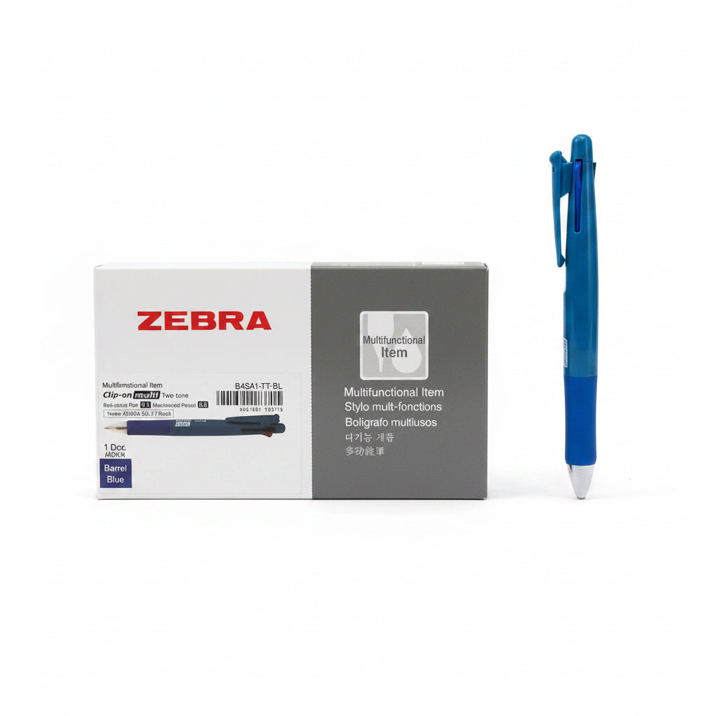 ZEBRA Clip-on multi Ball-point Pen 1 Doz. Barrel Blue / قلم حبر جاف زيبرا كليب-أون متعدد (دستة) جسم أزرق