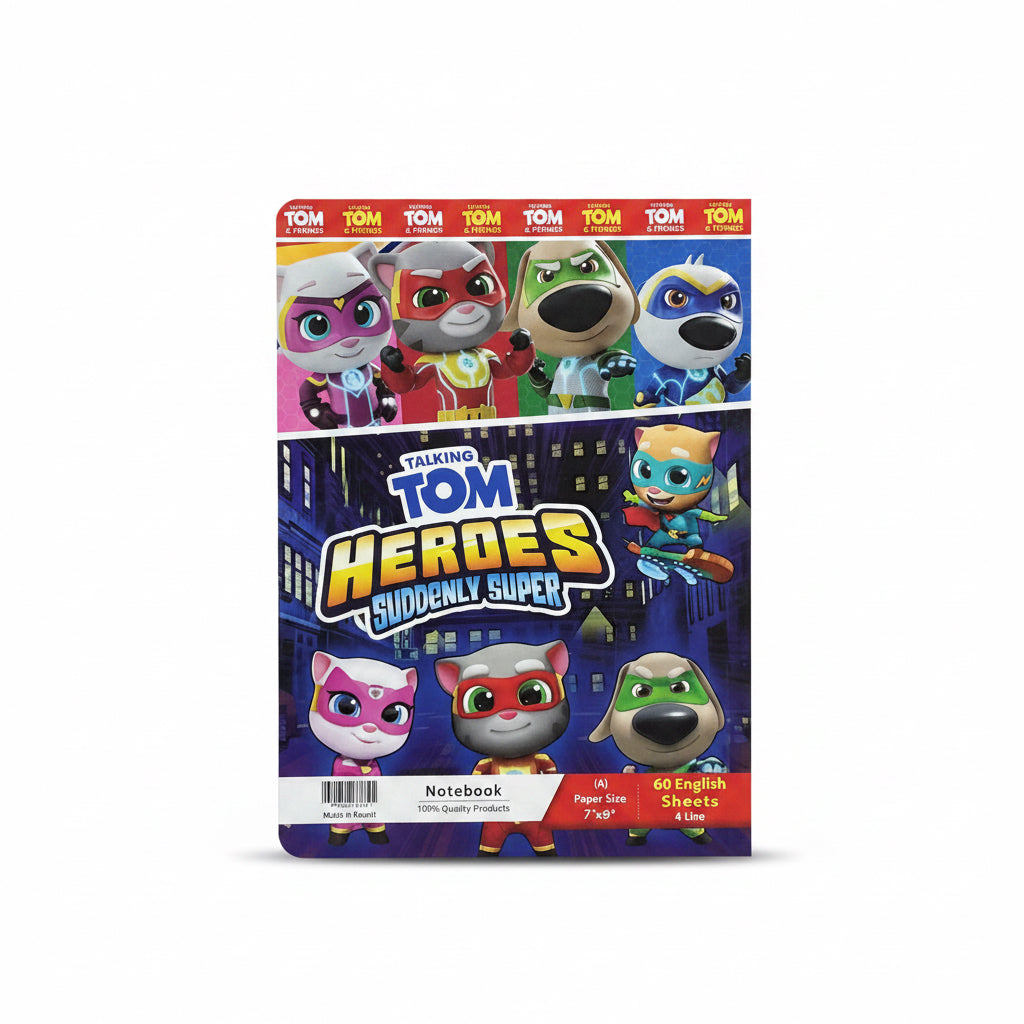 Kids NoteBook 60 English Sheets – Talking Tom Heroes / دفتر أطفال إنجليزي – ٦٠ ورقة – توكينغ توم هيروز