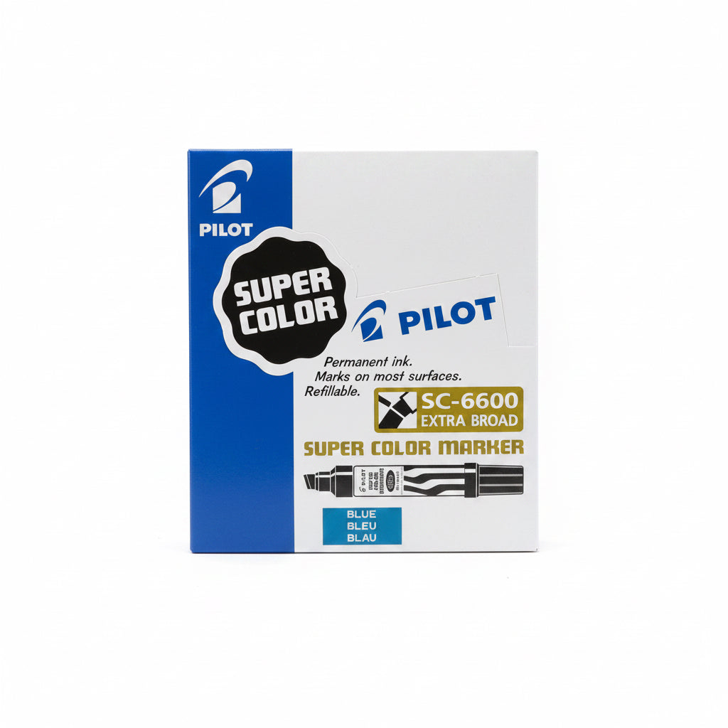 Pilot SUPER COLOR MARKER Permanent Ink Blue x12 / بايلوت سوبر كالور ماركر حبر دائم أزرق 12 قطعة