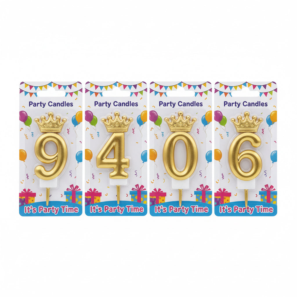 Party Candles Golden With Crown / شموع حفلات ذهبية مع تاج