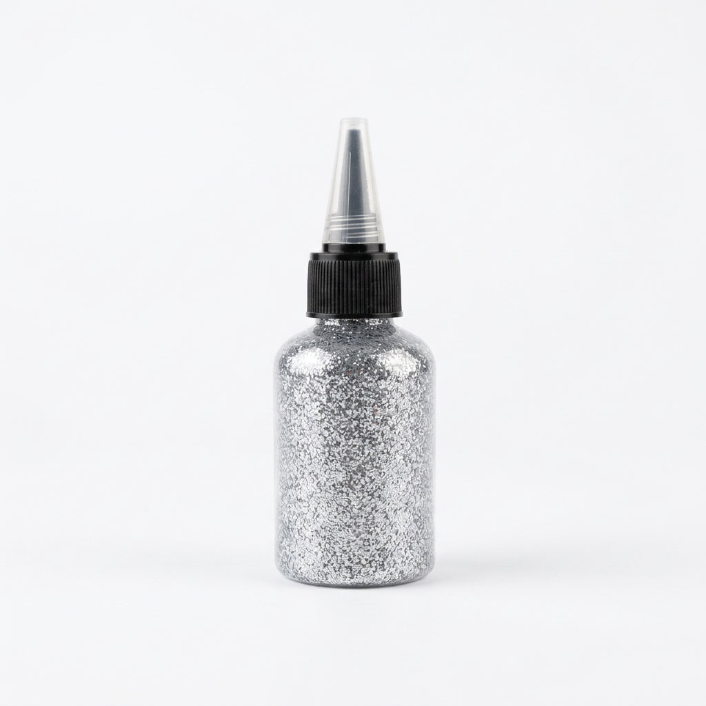 Silver Glitter Powder Bottle / زجاجة بودرة جليتر فضية