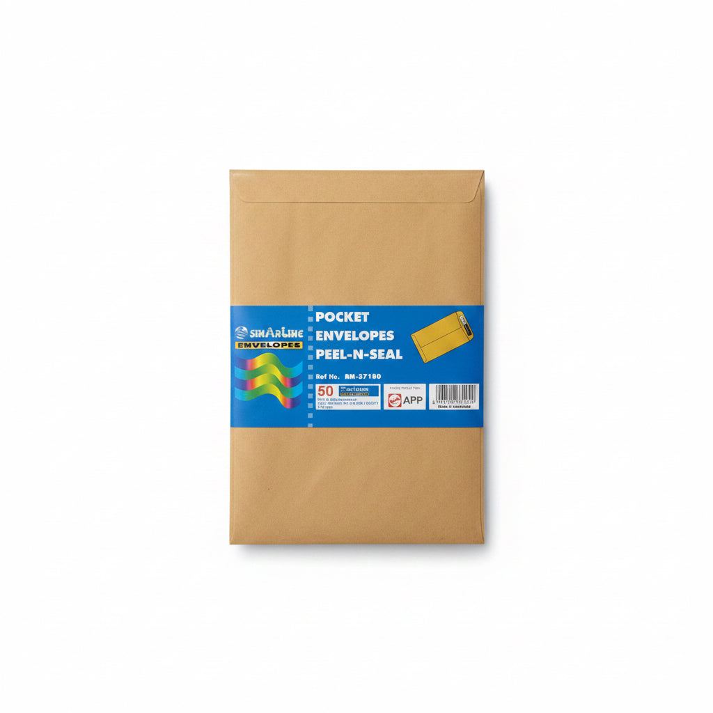 Pocket Peel & Seal Envelope 9"x6.4" 50 pcs / ظرف جيب لاصق Peel & Seal قطعة