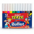 The original texta 12 bullet tip coloring Pens / تيكستا الأصلية 12 قلم تلوين رأس مدبب