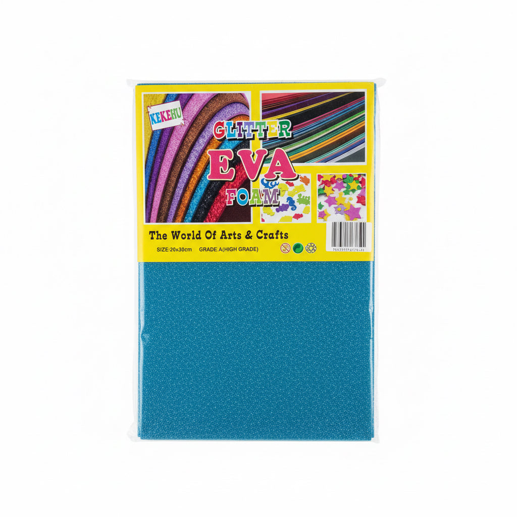 Glitter Foam Sheet A4 Light Blue / ورقة فوم جليتر