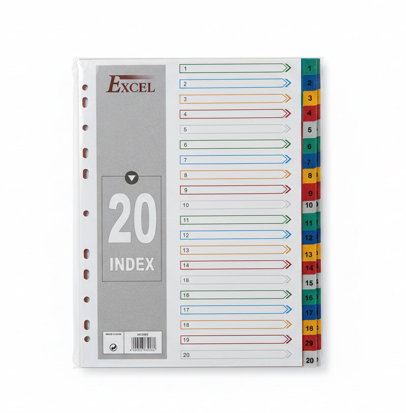 File Safe 20 color Index / ملف آمن بفواصل فهرسة ملونة – 20 لونًا