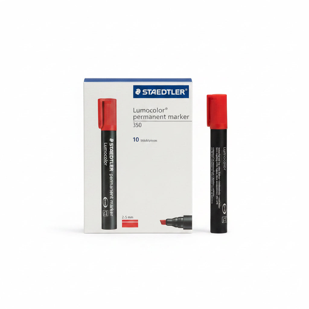 STAEDTLER Lumocolor permanent marker 350 x10 Red / ستيدتلر لوموكولور ماركر دائم 350 أحمر 10 قطع