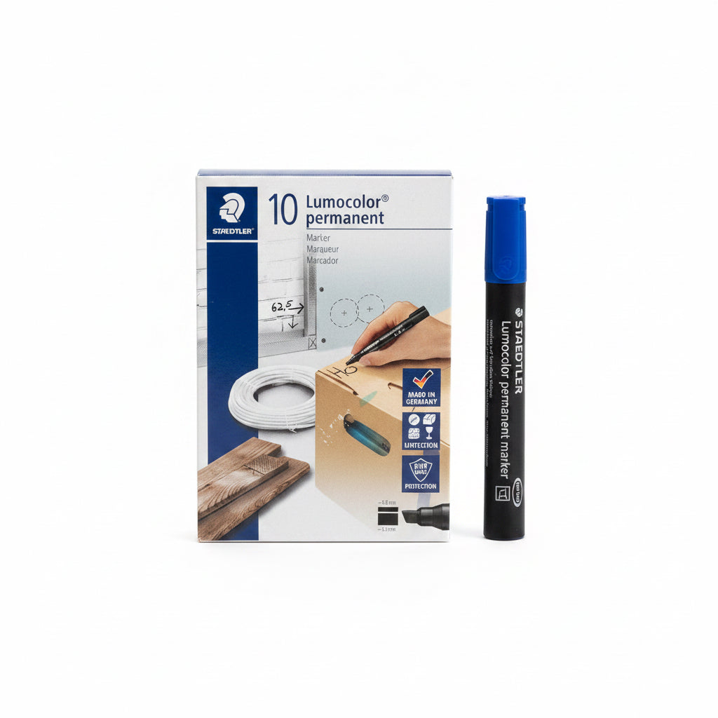 STAEDTLER 10 Lumocolor Permanent Blue x10 / قلم شتايدلر لوموكولور دائم أزرق ×10