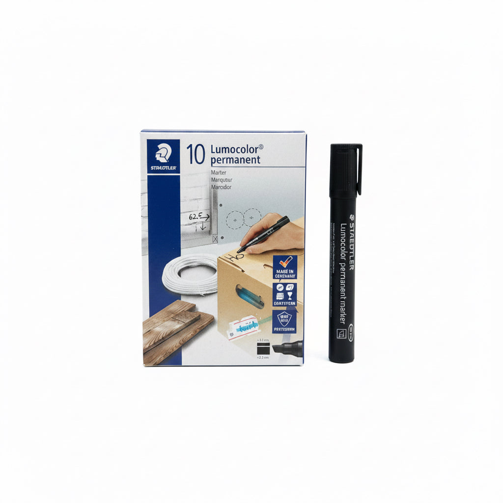 STAEDTLER 10 Lumocolor permanent Black x10 / قلم شتايدلر لوموكولور دائم أسود ×10