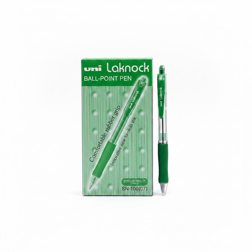 uni Laknock BALL-POINT PEN 0.7mm Green x12 / يوني لاكنوك قلم جاف 0.7مم أخضر ×12
