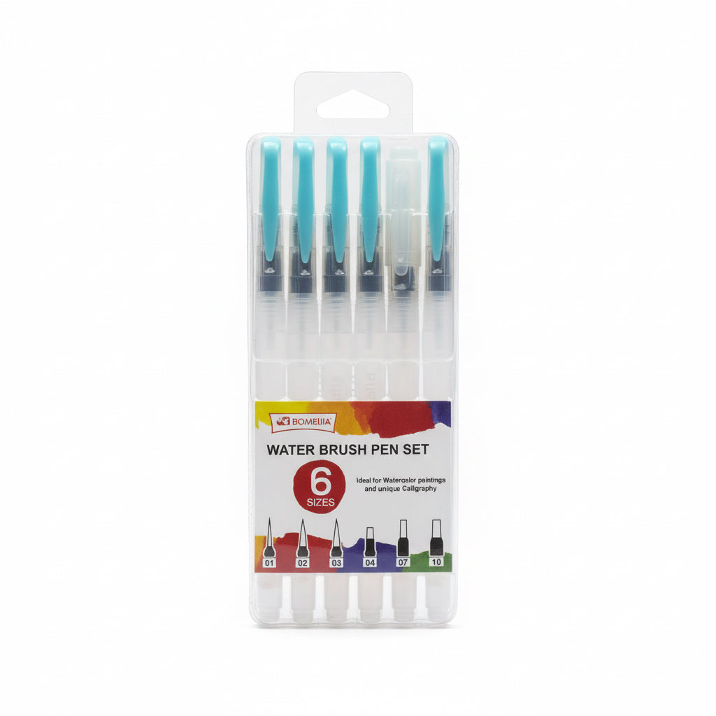 BOMEIJIA WATER BRUSH PEN Set 6 Sizes / مجموعة أقلام فرشاة مائية بوميجيا، 6 مقاسات