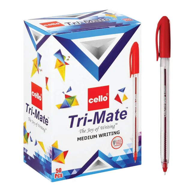 Cello Tri-Mate Ball Pens – Red (Pack of 50) / سيليو تراي-ميت أقلام 50 أحمر
