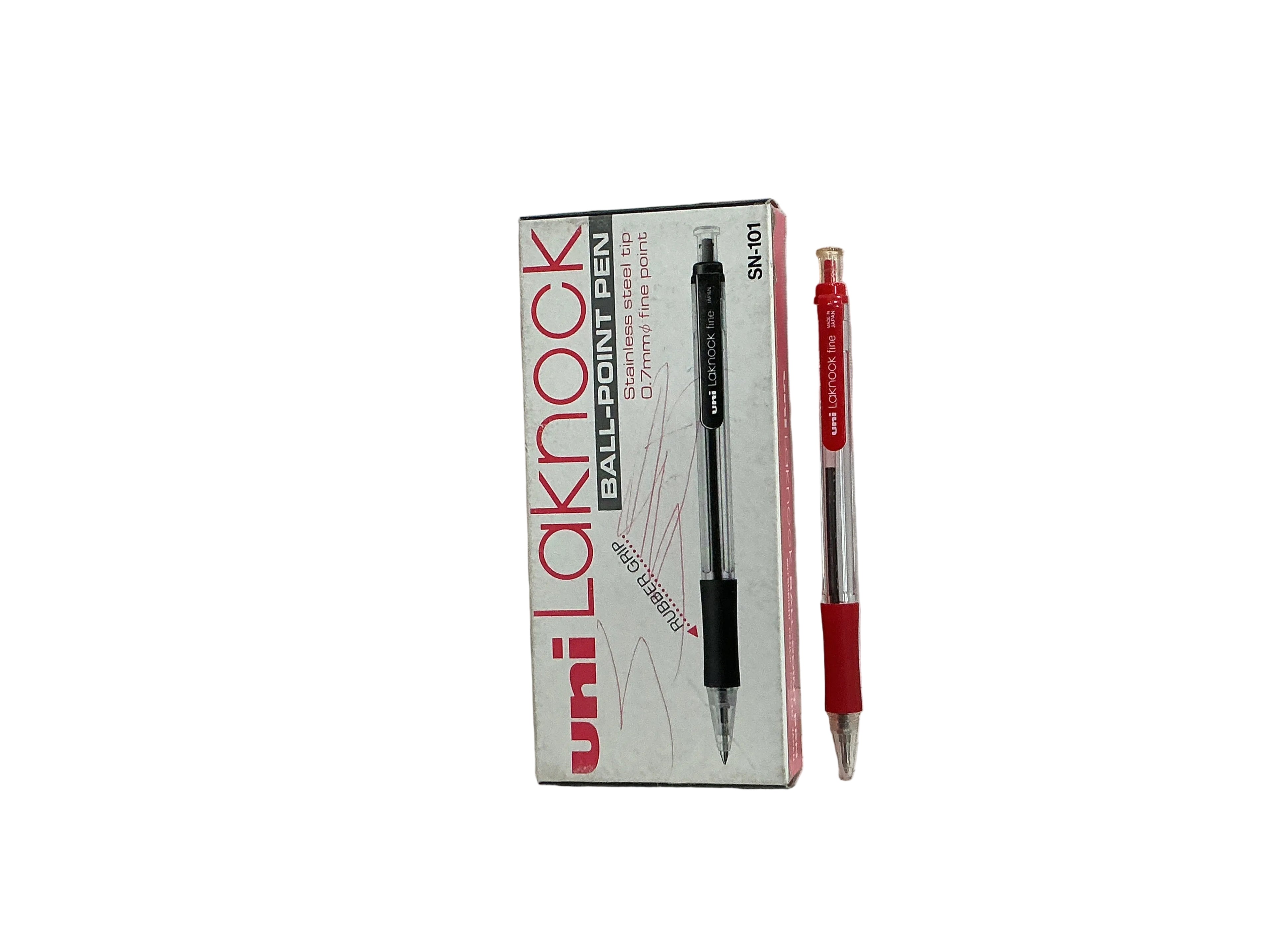 uni Laknock BALL-POINT PEN 1.0mm Red x12 / يوني لاكنوك قلم جاف 1.0مم أحمر ×12