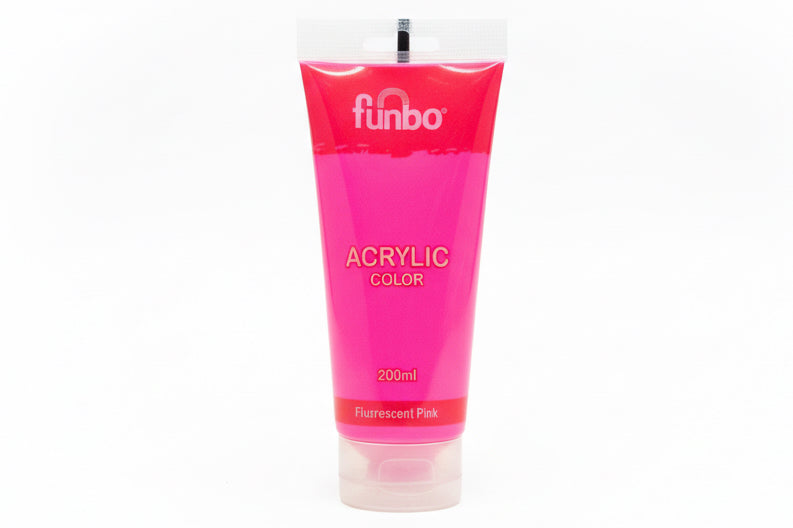 Funbo Acrylic Color Paint 200 ml - Flourescent Pink / دهان أكريليك فنبو 200 مل