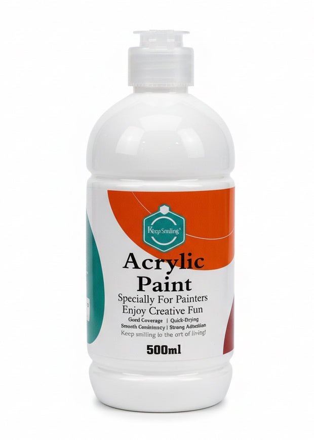 Keep smiling Acrylic Paint 500 ml white / طلاء أكريليك Keep Smiling – 500 مل – أبيض