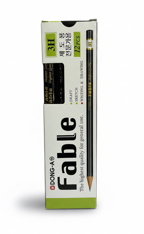 DONG-A Fable graphite pencils 12 pcs 3H / أقلام رصاص جرافيت فابل من دونغ-آ – 12 قطعة، درجة 3H