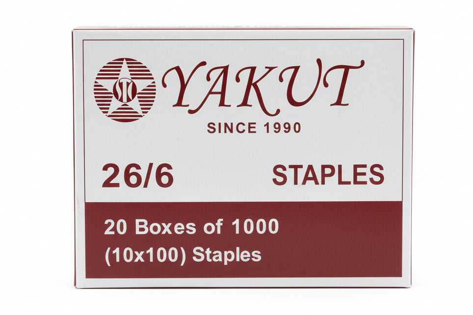 Yakut 20 Boxes of 1000 (10x100) Staples / ياكوت 20 علبة كل منها 1000 (10×100) دبوس