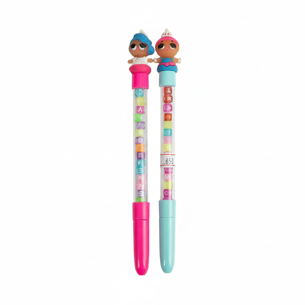 Children Gel Pen With Alphabet beads / قلم جل للأطفال مع خرز الحروف الأبجدية