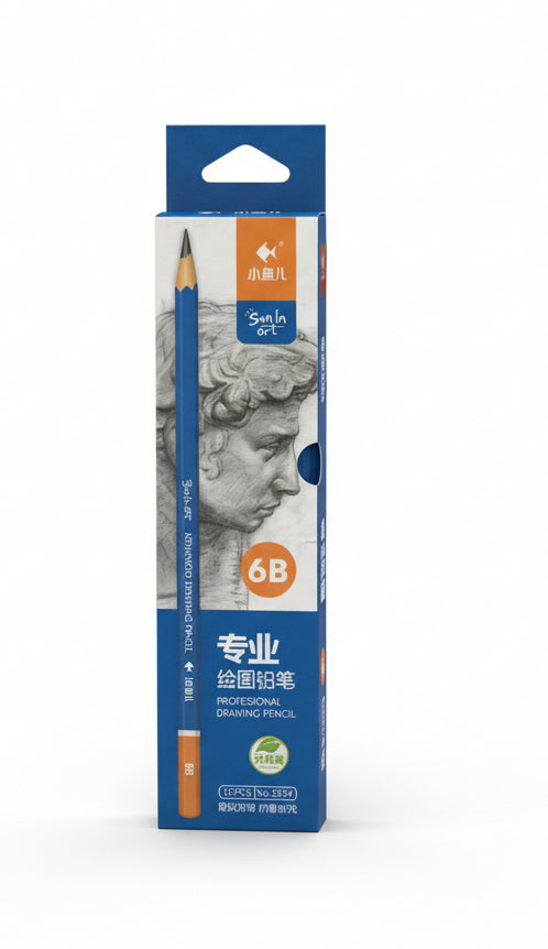 Little Fish PROFESSIONAL DRAWING PENCILS 6B / ليتل فيش أقلام رسم احترافية 6B