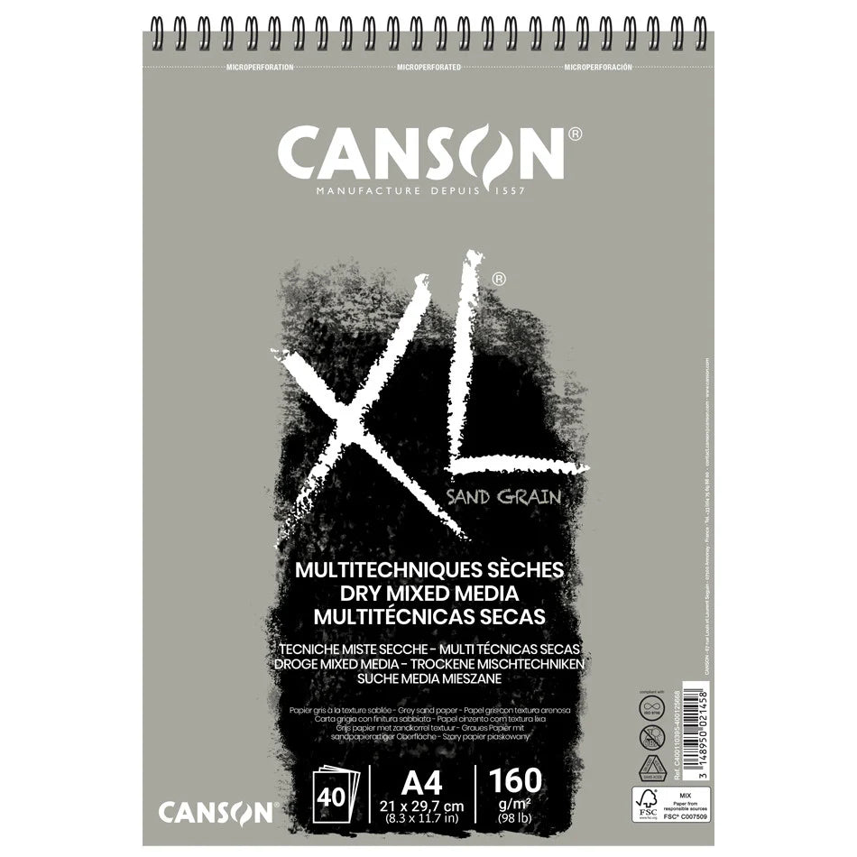 CANSON XL SAND GRAIN A4 40 Sheets / دفتر رسم كانسون XL سطح حبيبي (Sand Grain) مقاس A4، عدد 40 ورقة