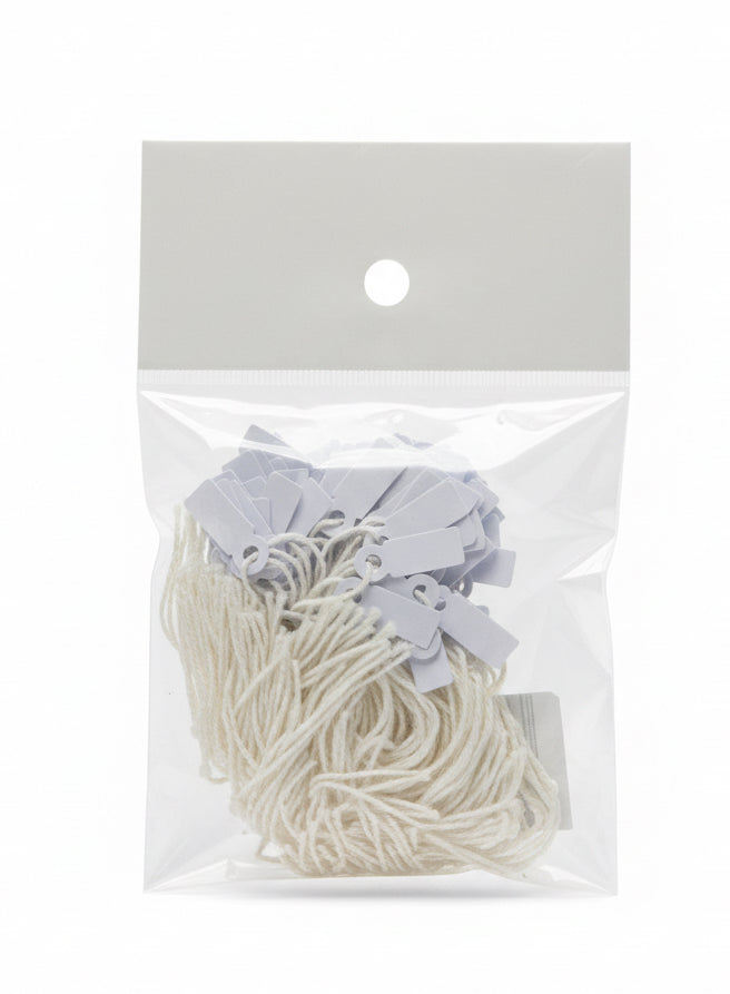 White strung jewelry price tag / بطاقة سعر مجوهرات بيضاء بخيط