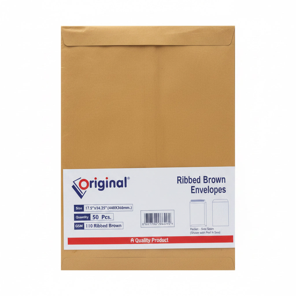 Original Ribbed Brown Envelopes 17.5"x14.25" 50 pcs.