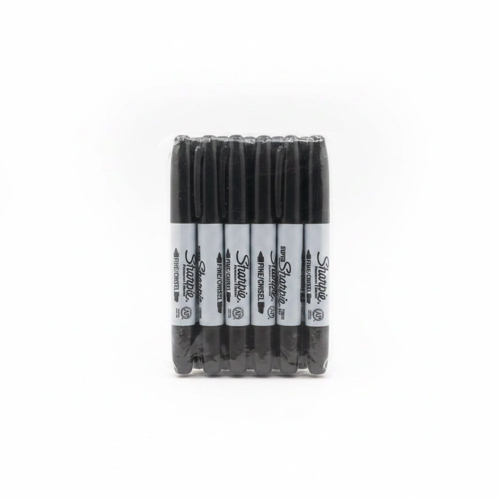 Sharpie FINE/CHISEL Permanent marker x12 Black / شاربى فاين / تشيسل قلم ماركر دائم ×12 أسود