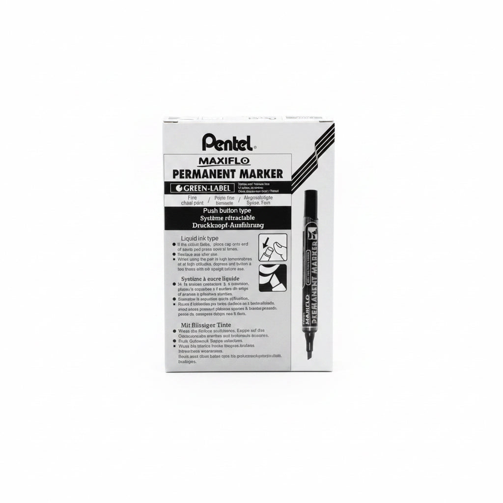 Pentel MAXIFLO PERMANENT MARKER Black x12 / بنتل ماكسيفلو ماركر دائم أسود 12 قطعة