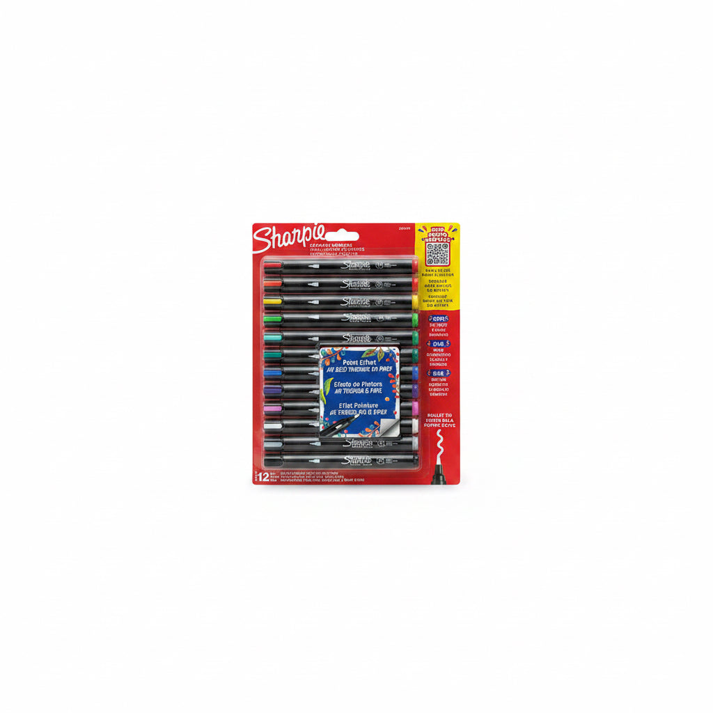 Sharpie Paint Effect Markers 12 Pcs / أقلام ماركر شاربي بتأثير الطلاء ١٢ قطعة