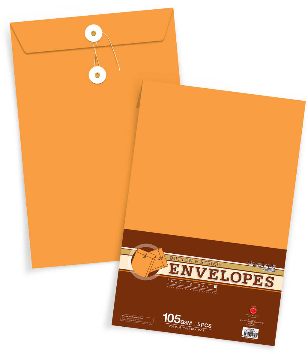 COMPAP Button & String Envelopes 5 pcs 10x15"