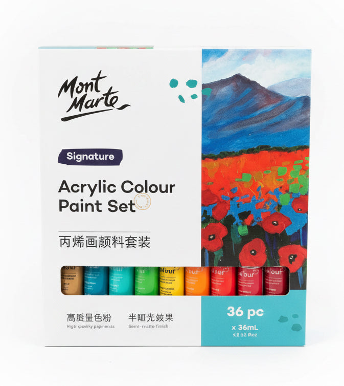 Mont Marte Acrylic Colour Paint Set 36 x 36ml / مجموعة ألوان أكريليك مونت مارت – 36 قطعة × 36 مل