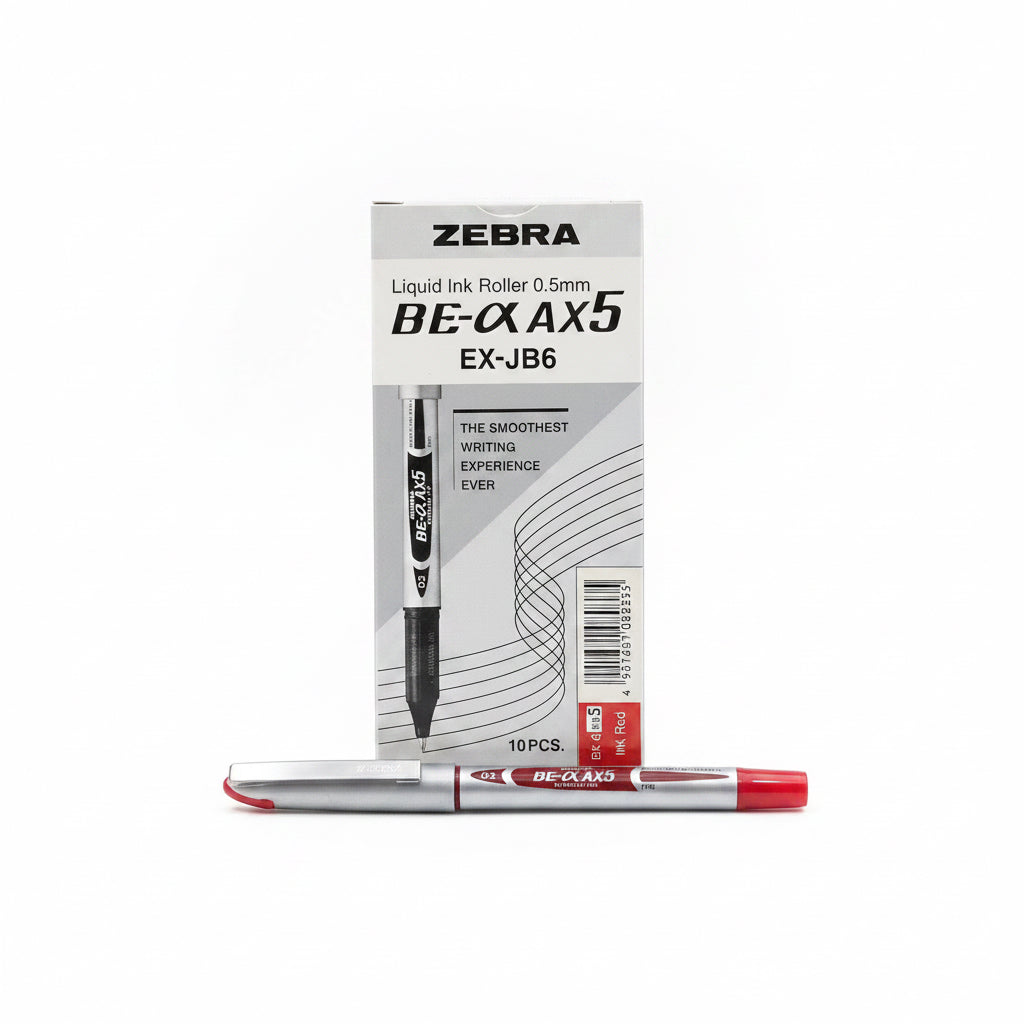 Zebra Liquid Ink Rollerball EX-JB6 0.5 mm, Red, 10 Pcs / زيبرا قلم حبر سائل EX-JB6 0.5 مم أحمر 10 قطع
