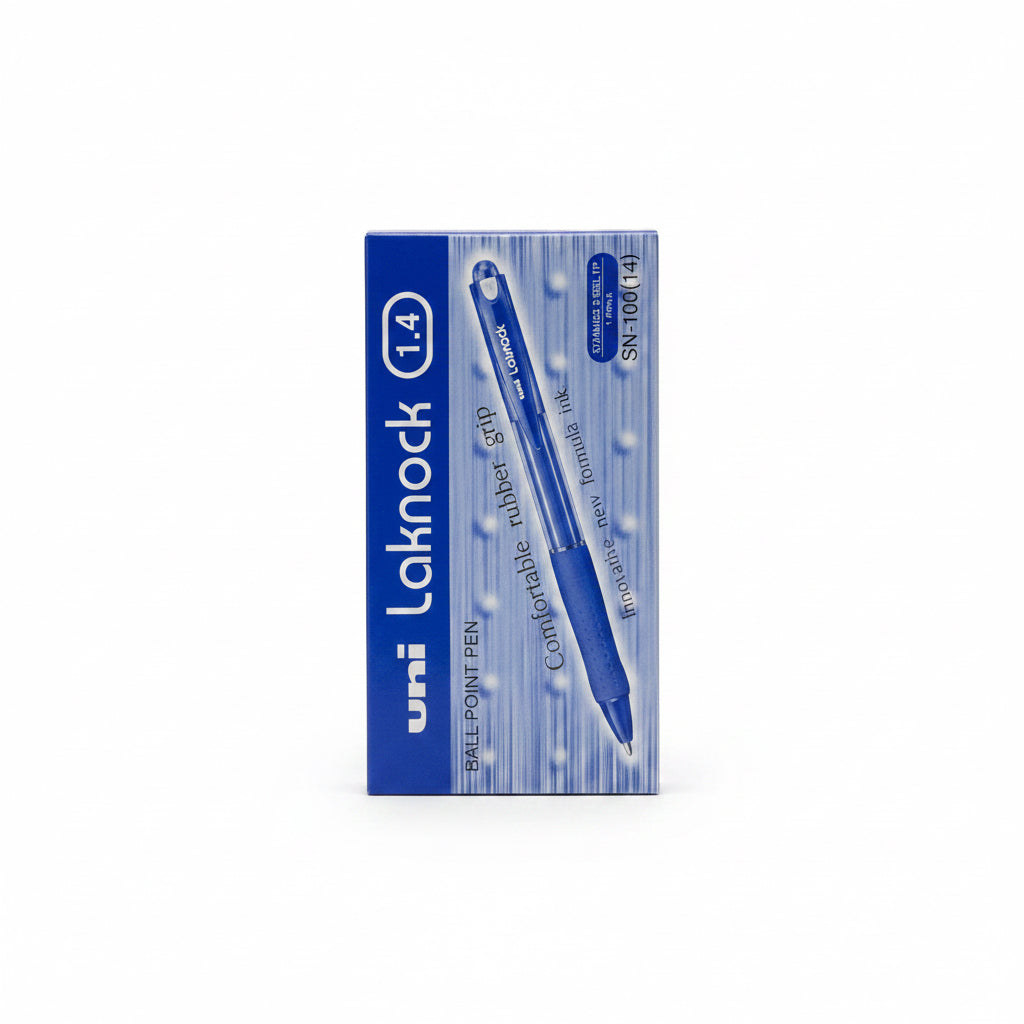 uni Laknock BALL-POINT PEN 1.4mm Blue x12 / يوني لاكنوك قلم جاف 1.4مم أزرق ×12