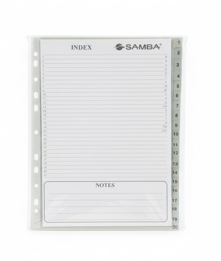 SAMBA 20 INDEX A4 / فواصل SAMBA عدد 20 مقاس A4