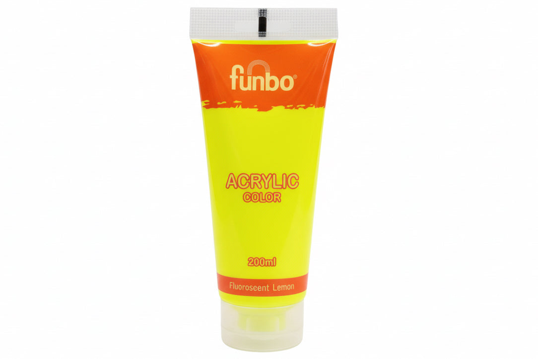 Funbo Acrylic Color Paint 200 ml - Flourescent Yellow / دهان أكريليك فنبو 200 مل