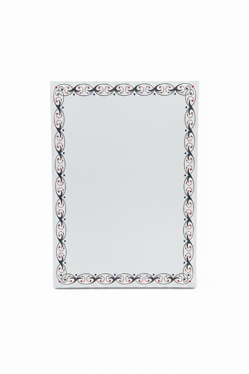 Cards 240 gsm A4 – Black & Red Ornate Frame / كروت 240 فرام, A4 – إطار زخرفي أسود وأحمر