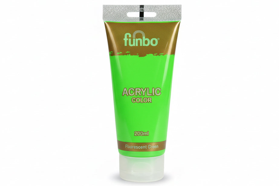 Funbo Acrylic Color Paint 200 ml - Flourescent Green / دهان أكريليك فنبو 200 مل