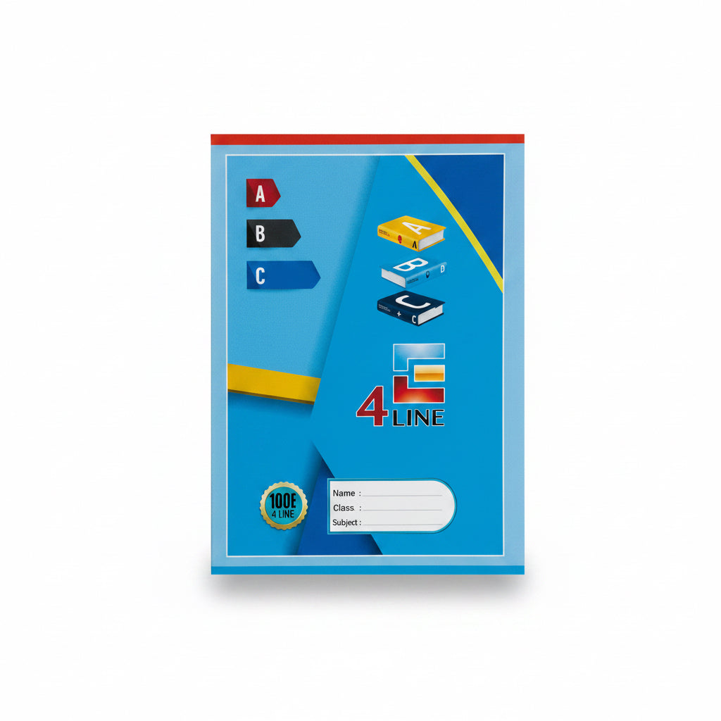 4 Line Ruling English NoteBook 100 sheets / دفتر إنجليزي ٤ أسطر – ١٠٠ ورقة