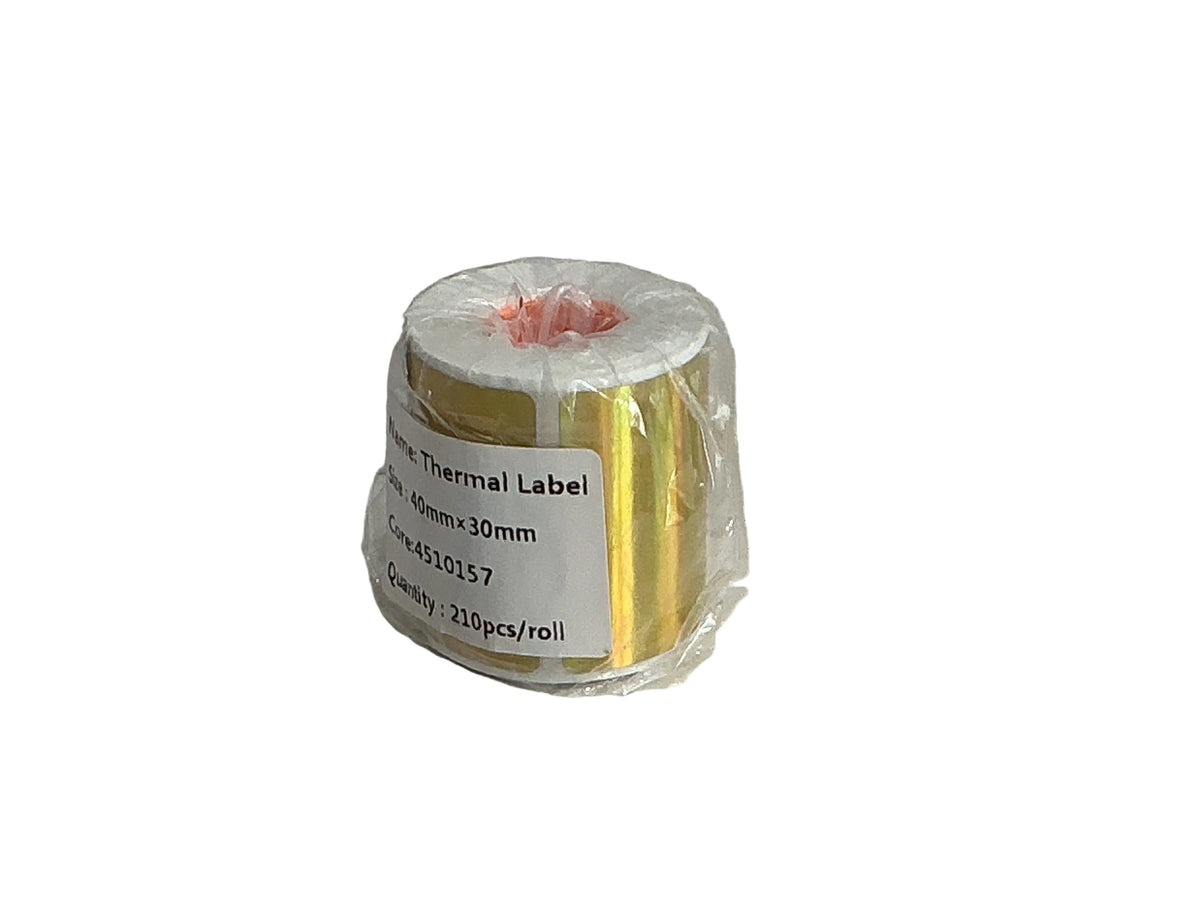 Thermal Label Gold 40mmx30mm 210 pcs roll / ملصقات حرارية ذهبية 40mmx30mm لفة 210 قطعة