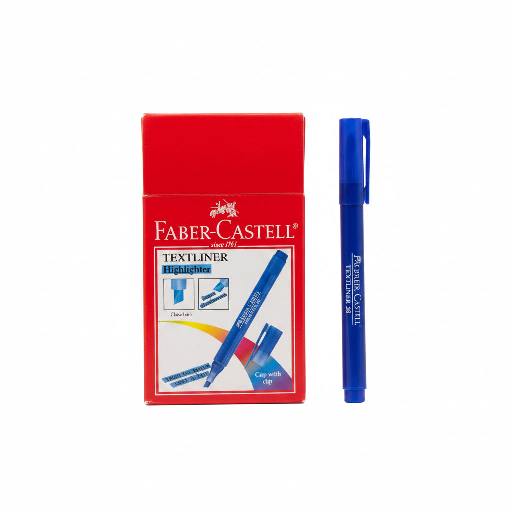 Faber Castell textliner Highlighter Blue x10 / فابر كاستل محدد نص أزرق 10 قطع