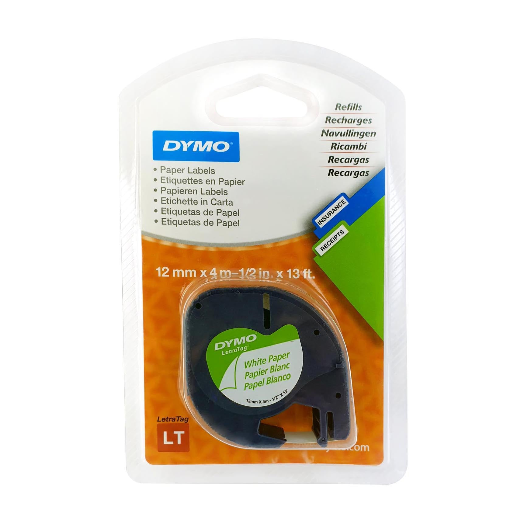 DYMO Plastic Labels 12mmx4m-1/2 in. x 13 ft. / شرائط ديامو بلاستيكية 12مم×4م (½ بوصة × 13 قدم)