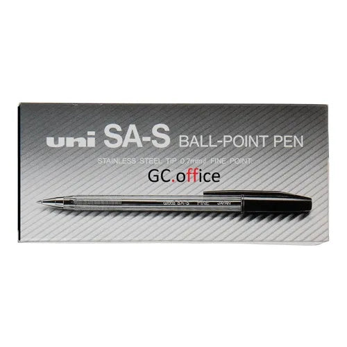 uni SA-S Medium Ball-Point Pen 0.7mm Black x12 / يوني قلم حبر كروي متوسط SA-S 0.7 مم أسود ×12