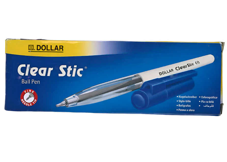 DOLLAR Clearstic Ball Pen Blue F 10 / أقلام حبر جاف دولار كليرستك لون أسود خط رفيع (عدد 10)